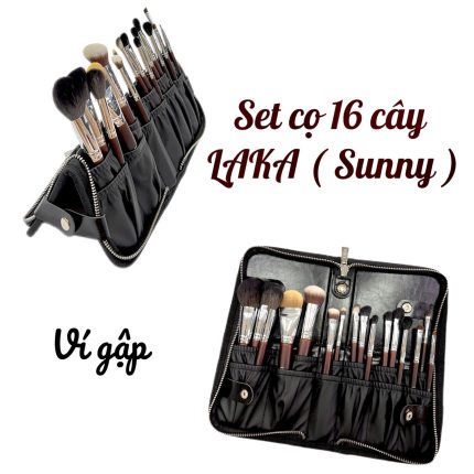 Bộ cọ LAKA hồng thân gỗ 16 cây sunny chất lông mền mịn